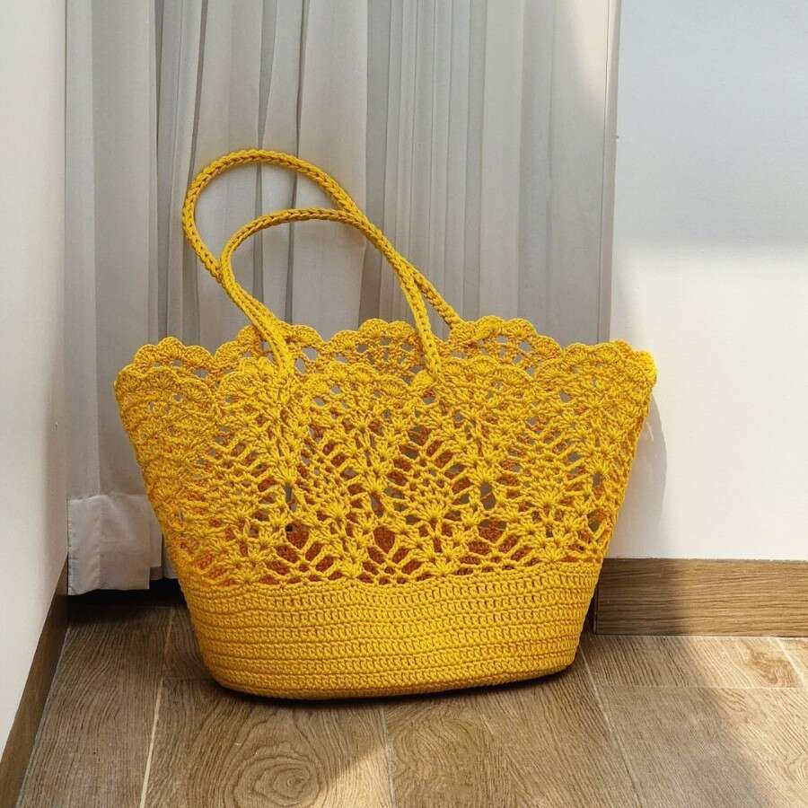 2020 New Lace Shaped Single Shoulder Handheld Women's Shopping Bag Handwoven Basket Summer Versatile