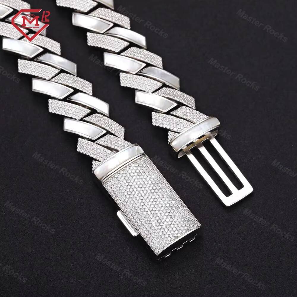 Hiphop 18MM Iced Out Cuban Link Chain Two Style 925 Silver Jewelry VVS Diamond Moissanite Cuban Chain