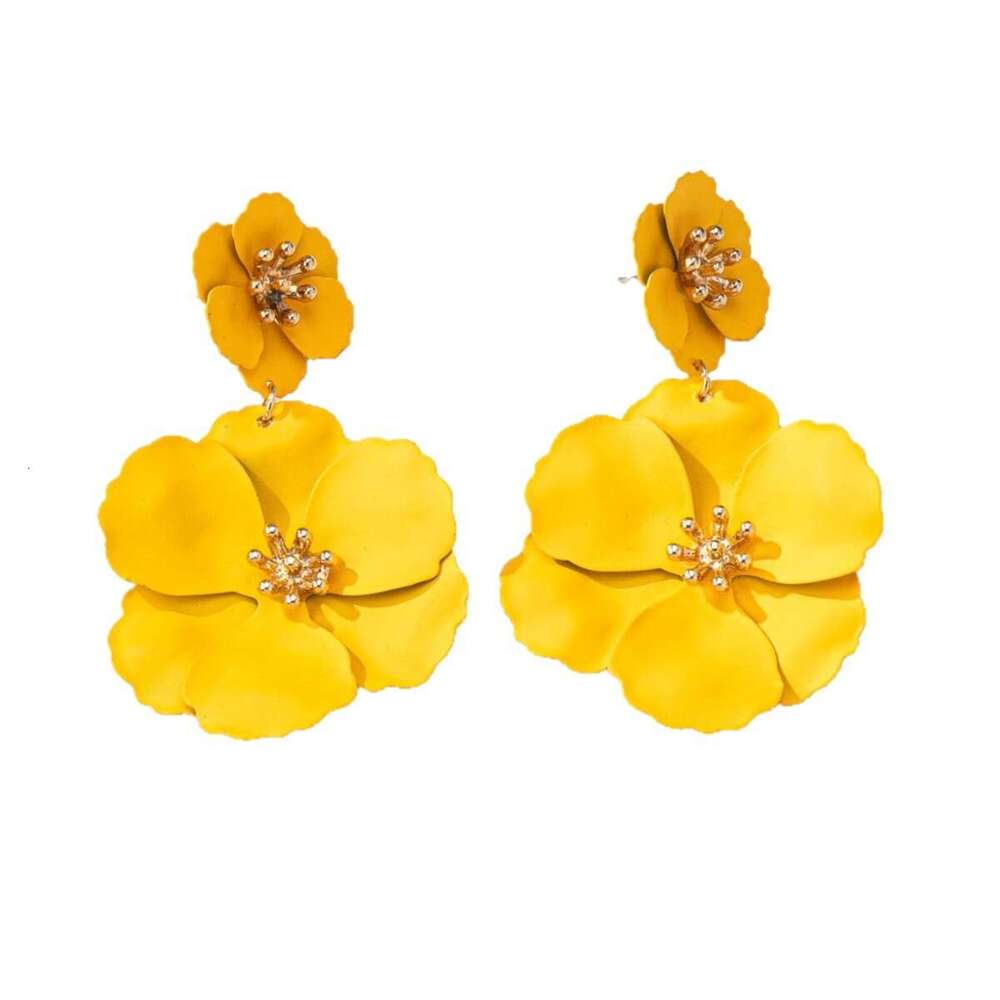 Forest Style Girl Long Elegant Designer Jewelry Creative Colorful Flower Spray Paint Multi-layer Earrings