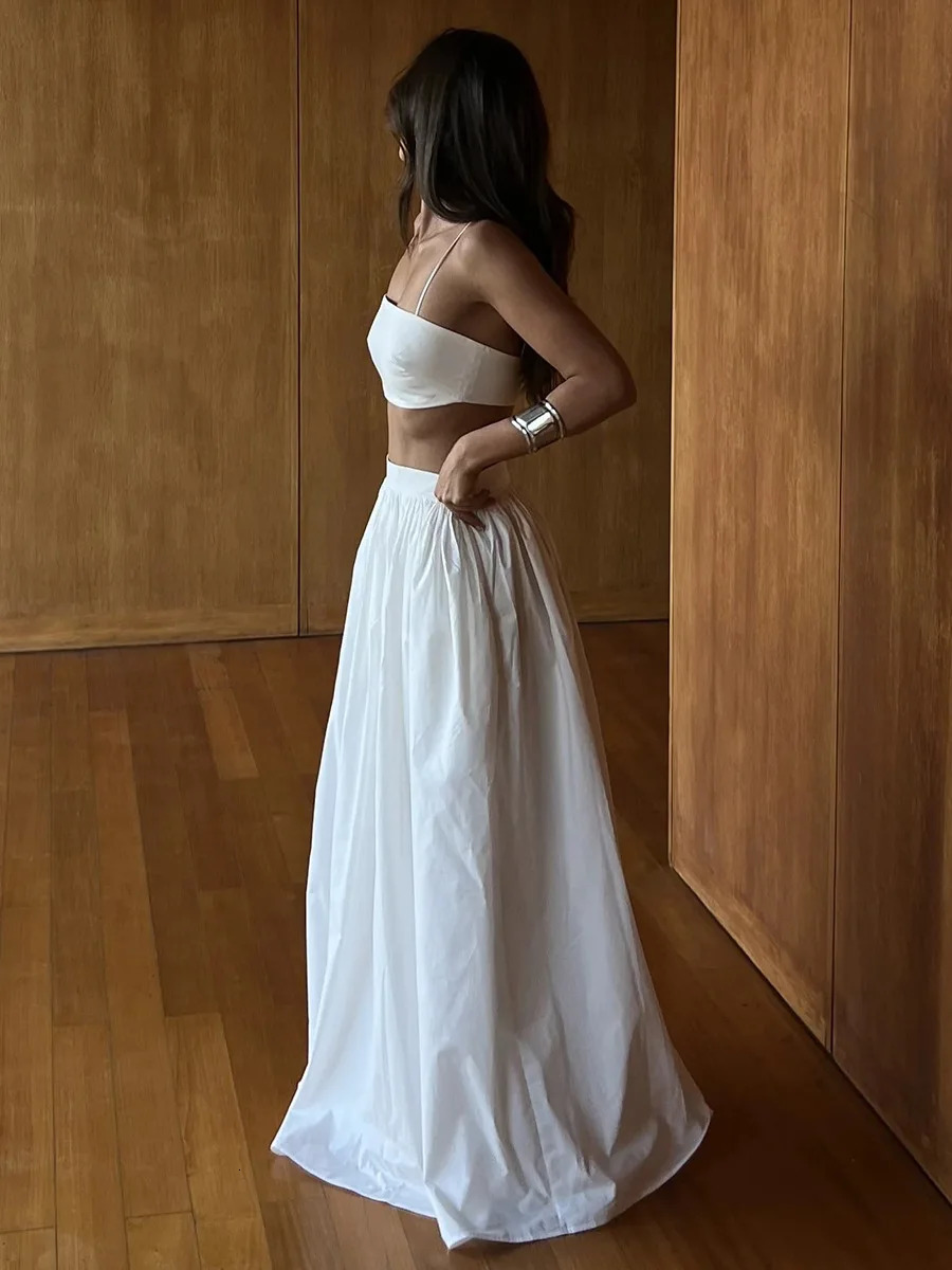 Bornladies 100% Cotton Suspender Underwear Half Long Skirt Set Summer Beach Style Sexy Stylish Underwear Long Skirt Set 250715