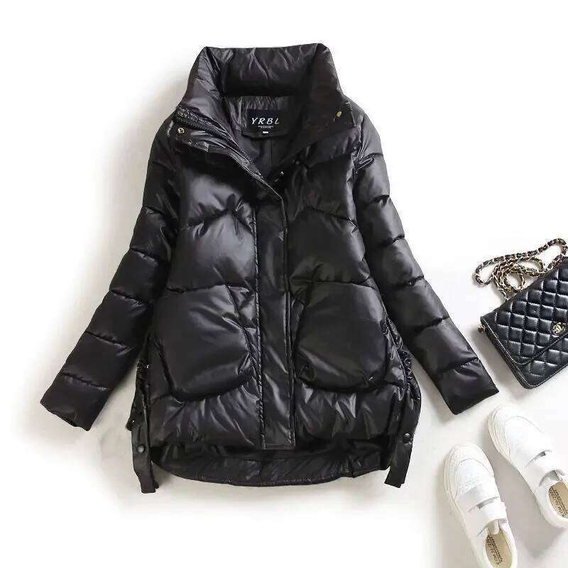 Warm Fashion New Solid Color Hood Filled Down Cotton Coat Women's Clothing Winter Jacket Women 2023