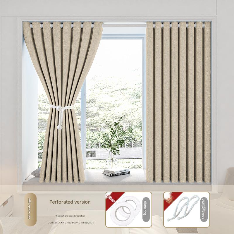 YL-36613 bedroom blackout curtain no need to punch holes, installation, free telescopic rod, a complete set of 2025 new partition sunshade bay window