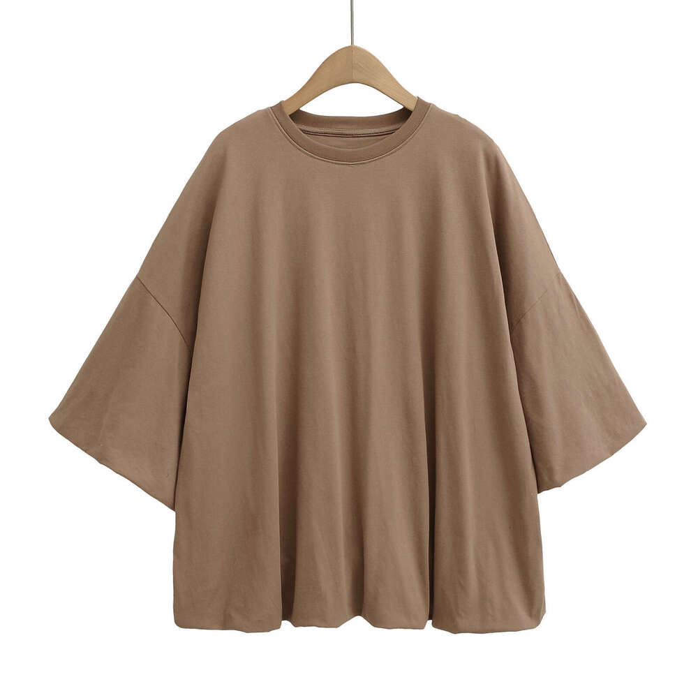 Jennie Same Loose Casual Flower Bud Hem Round Neck Short T-Shirt Women Lazy Style Puff Sleeve Top Ins Trend B5