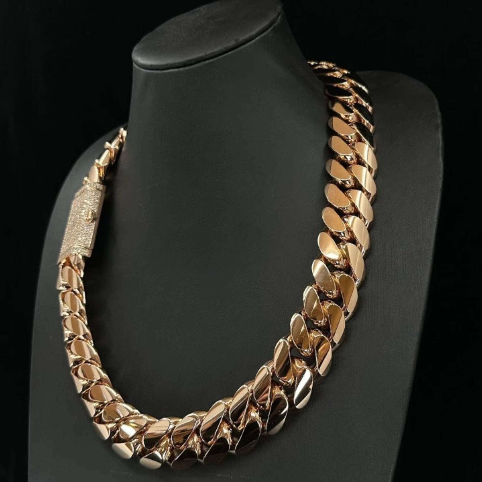 Top Quality Hot Sale 22mm Lab Grown Micro Pave Hip Hop Iced Out Miami Cuban Link Chain Iced Out Hip Hop 14k Gold