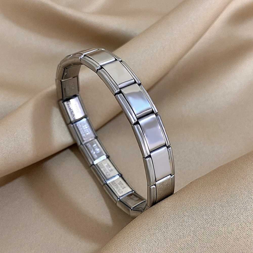 Italian Charm Starter Stainless Steel Bracelet For Men Stretchy Watchband Fashion Links Chain Gold Color Bangle Wristband X250718