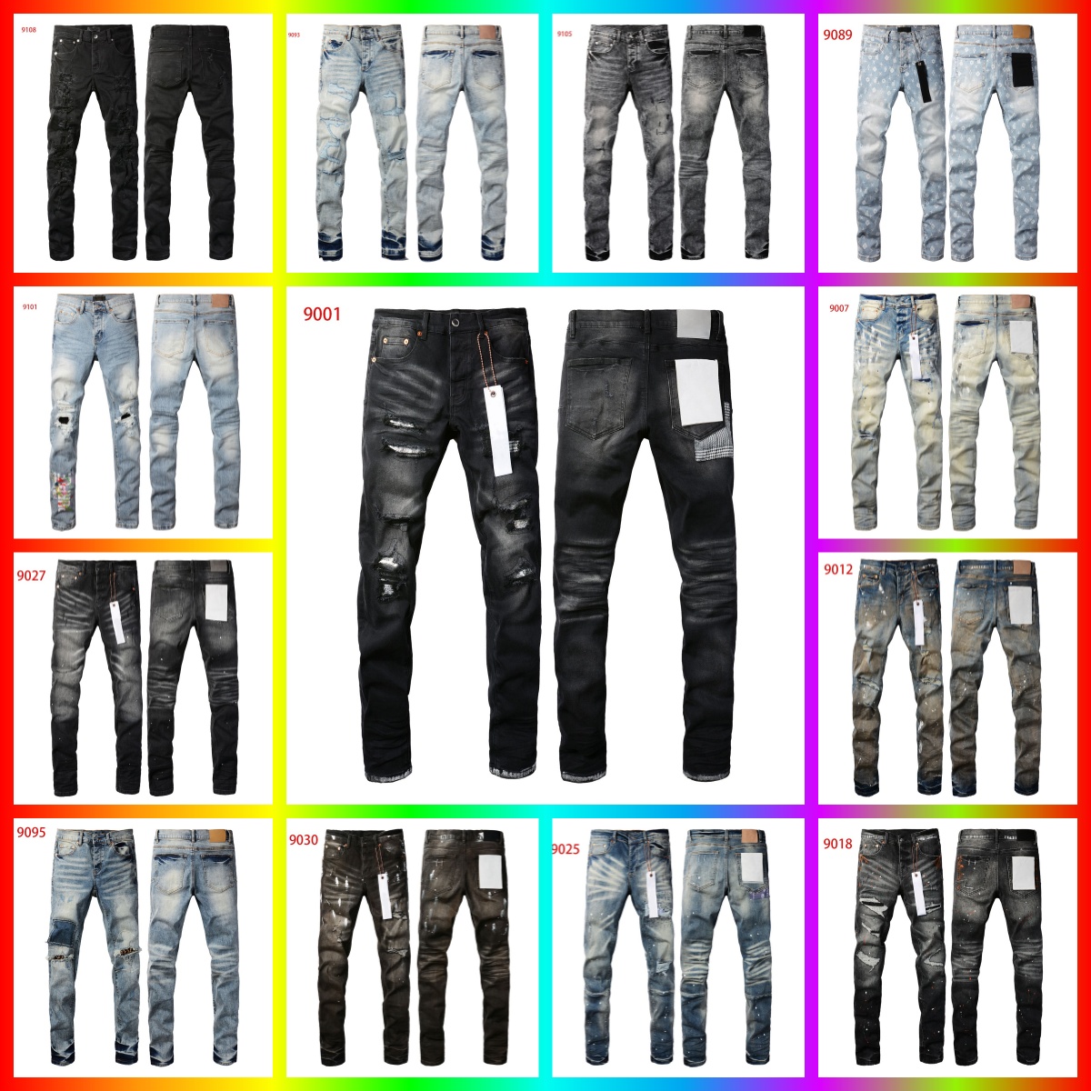 Mens Trousers jeans for men Purples jeans Denim Designer Jeans Men Black Pants High-end Quality Straight Retro Ripped Biker Jean Slim Fit Motorcycle Clothing