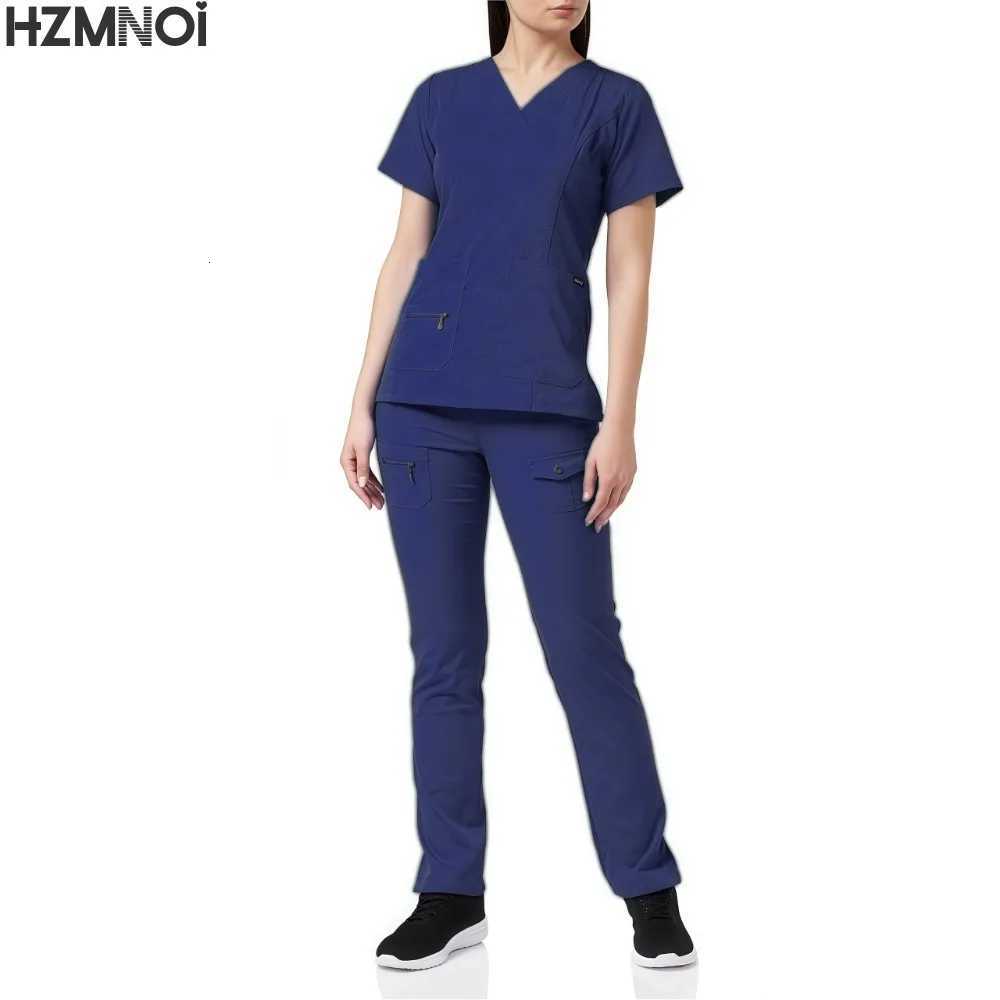 Pants Sets Short Sleeved Top Scrub Solid Color Surgical Gowns Medical Accessories Manicurist Beautician Nursing Scrub Sets Women Z250718