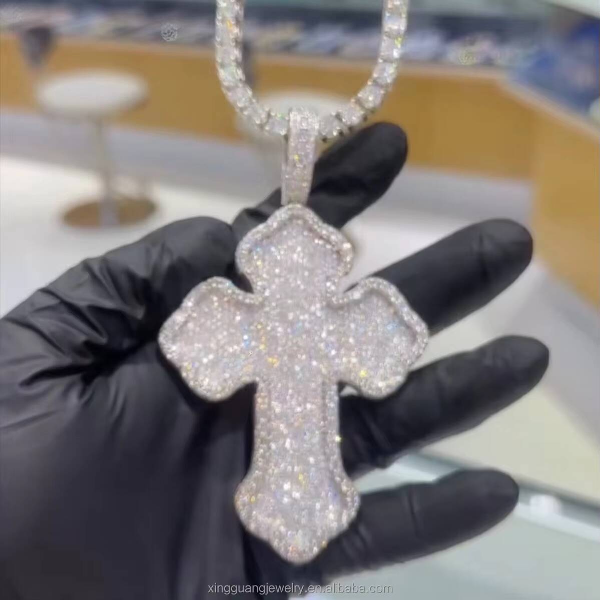 Custom Cross Pendant Fine Jewelry Necklaces Silver 925 18k Gold Plated Fine Jewelry Necklace Moissanite Pendant