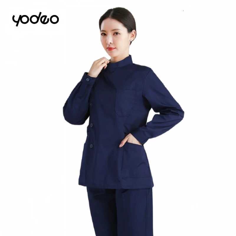 Medical nurse standing collar summer short sleeved beauty salon nurse clothes long sleeved slim fit medical staff work clothes Z250718