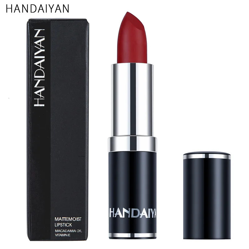 Handaiyan Sexy Nude Red Brown Purple Lipgloss Matte Lip Gloss Velvety Lipstick Matte Waterproof Makeup Long Lasting Cosmetic 250716