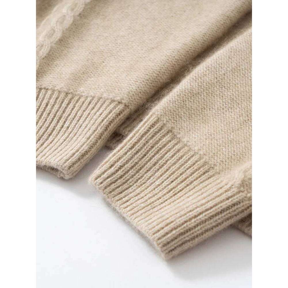 High Quality Men's 100% Cashmere Sweater Mock Neck Pullover Autumn Winter Thick Long Sleeve Soft Warm Knit Clothing Korean Tops