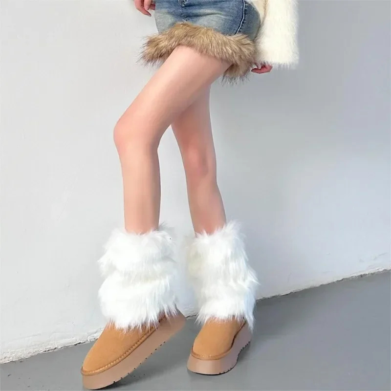 12pairs Y2K Spicy Girls Rabbit Fur Grass Leg Covers Plush Thickened Velvet Subcultural Tubing Stacked Furry Leg 250717