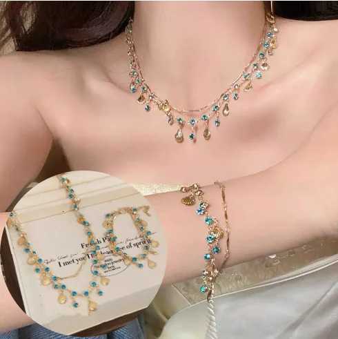 French Romantic Blue Crystal Shell Tassels Bracelet for Women Luxury Y2K Bling Bracelet Sp Girls Exquisite Jewelry Gift X250718