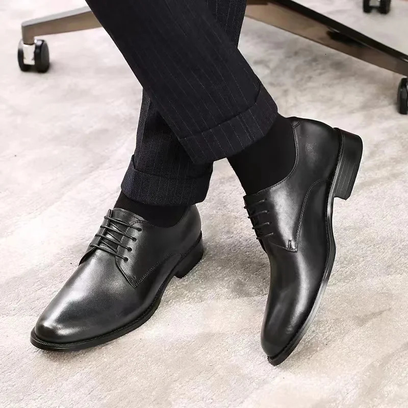 DESAI Genuine Leather Derby Shoes Height Increasing Men Business Classic Footwear Mens Casual Gifts 250717