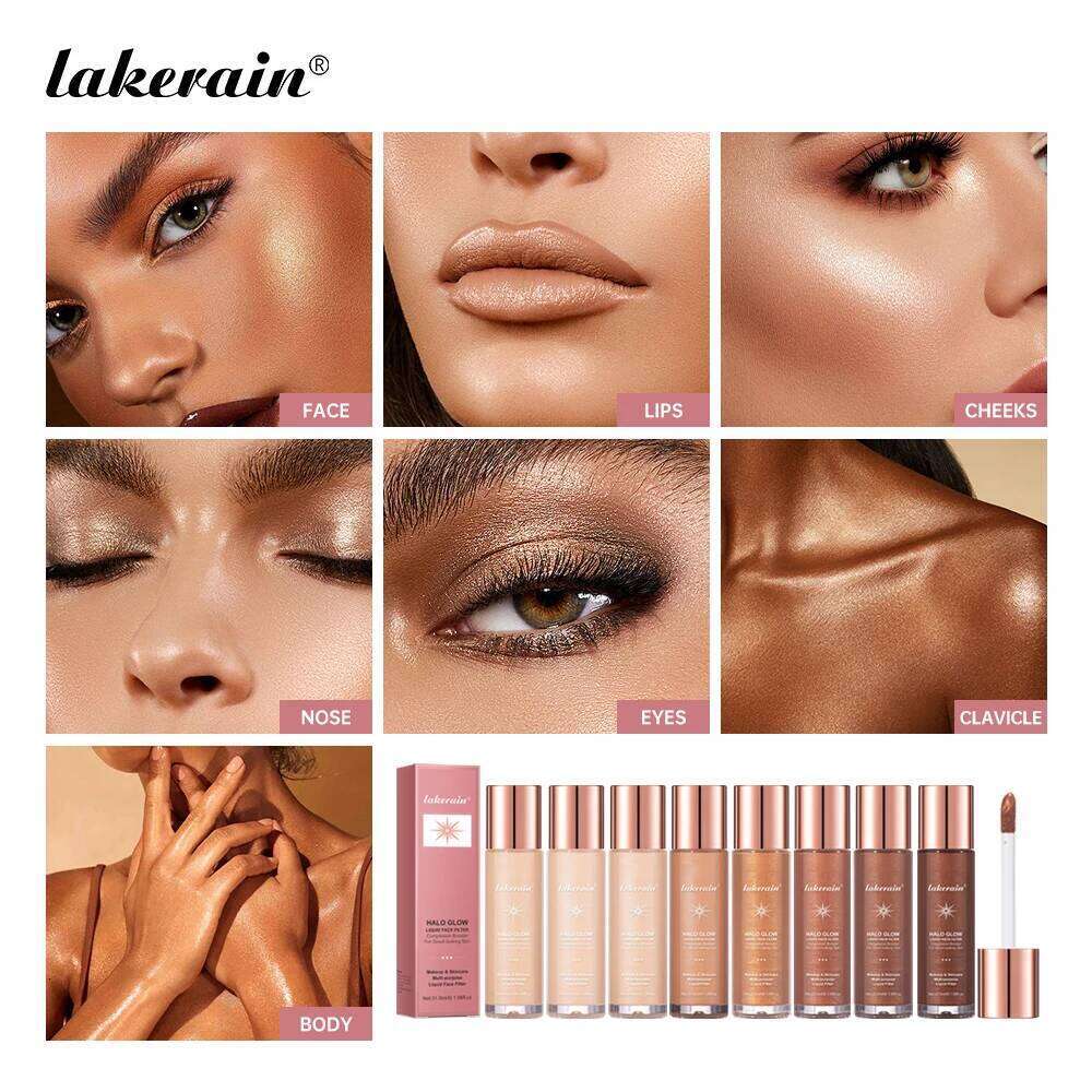 8colors Halo Filter Liquid Highlighter Contouring Pearlescent Makeup Brightener Bronzer Glow Body Face Cosmetic X250718