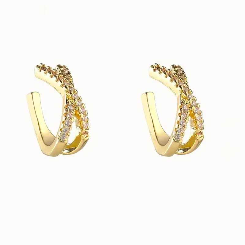 2023 Jewelry CRMYA Gold-color Clip Dangle Hoop Earrings For Women CZ Zircon Enamel Piercing Wens Earrings Set X250718