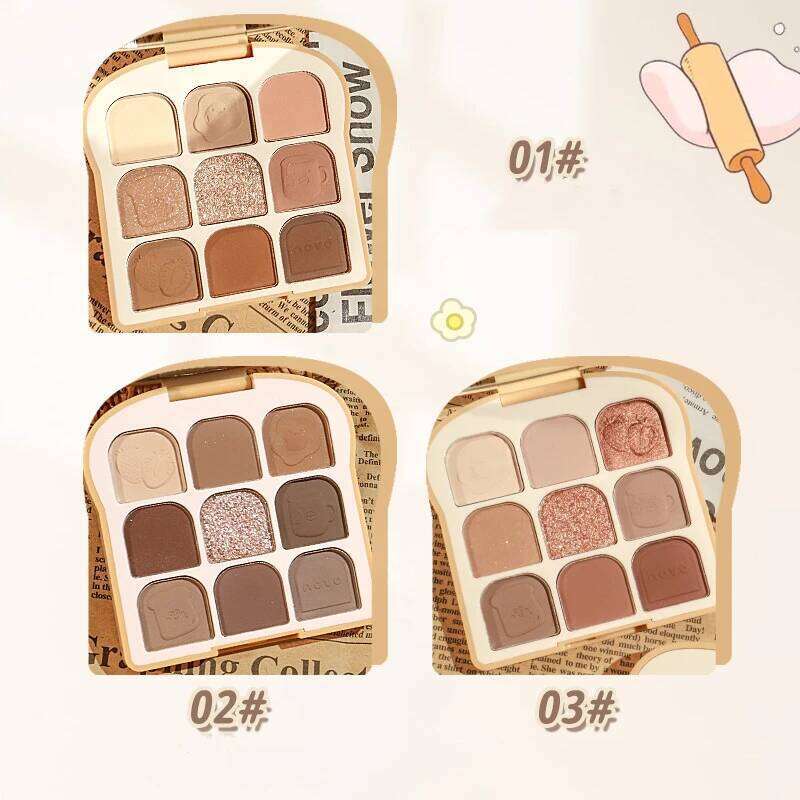 NOVO New Toast 9 Colors Matte Eyeshadow Pearlescent Eye Plate Cute Makeup Palette Female Cosmetic Lasting Nature Beauty X250718