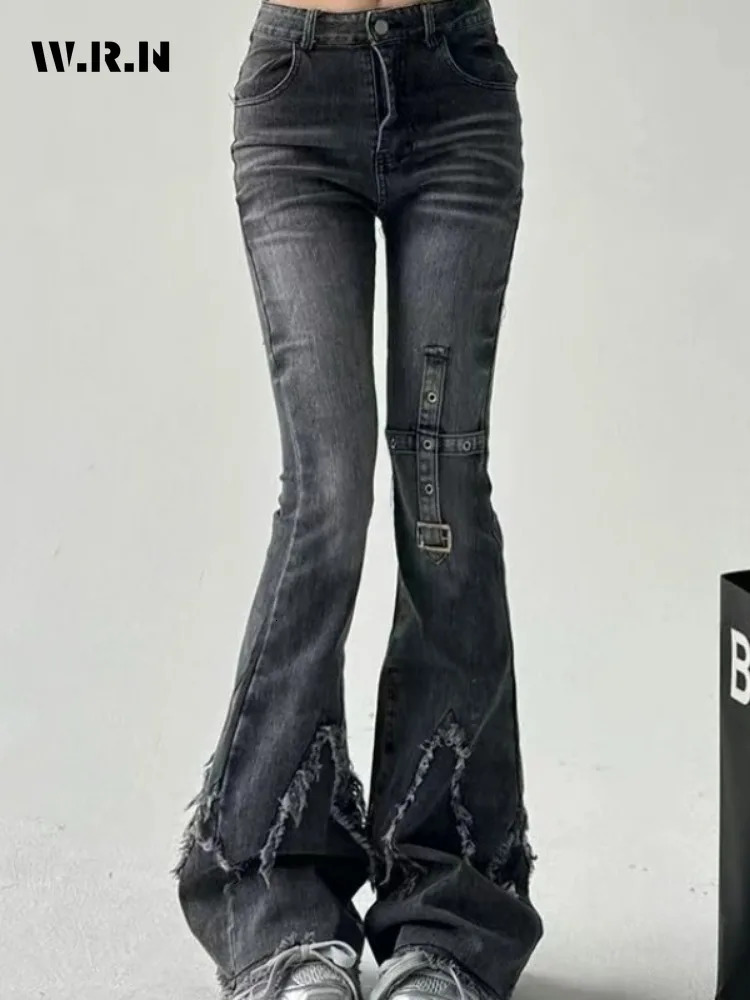 Retro SlimFitting Women Pants Y2K Fashion Trendy Trousers Legs Furrow Stretch Jeans for Women 250703