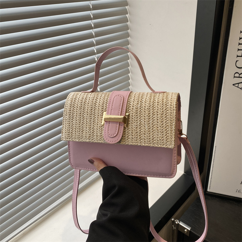 2025 Summer New Women's Single Shoulder Crossbody Bag Straw Woven Women's Bag New women's Simple Fashion Crossbody Bag Small Square Bag