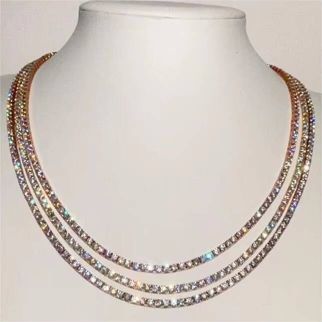 Top Selling Hiphop Tennis Chain Iced Out 2mm 3mm 4mm Rose Gold Plated 925 Silver VVS Moissanite Tennis Chain