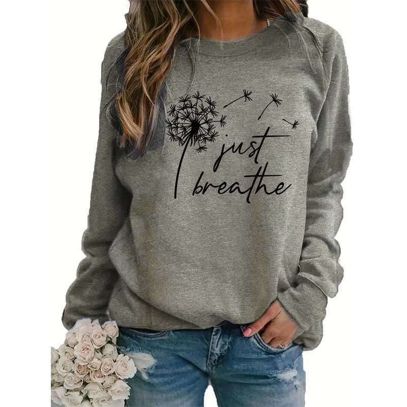Autumn Winter Dandelion Slogan Sweatshirts 3D Print Women Crew Neck Hoodies Casual Long Sleeve Y2k Pullovers Top Fe Clothing XJ250717
