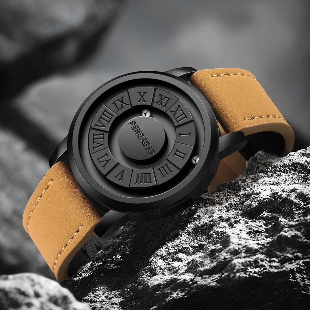 PENGAGAR Men's Watches Stainless steel Quartz Watch Creative Scrolling Pointer Magnetic Force Wrist Clock Relogio Masculino +box free shipping
