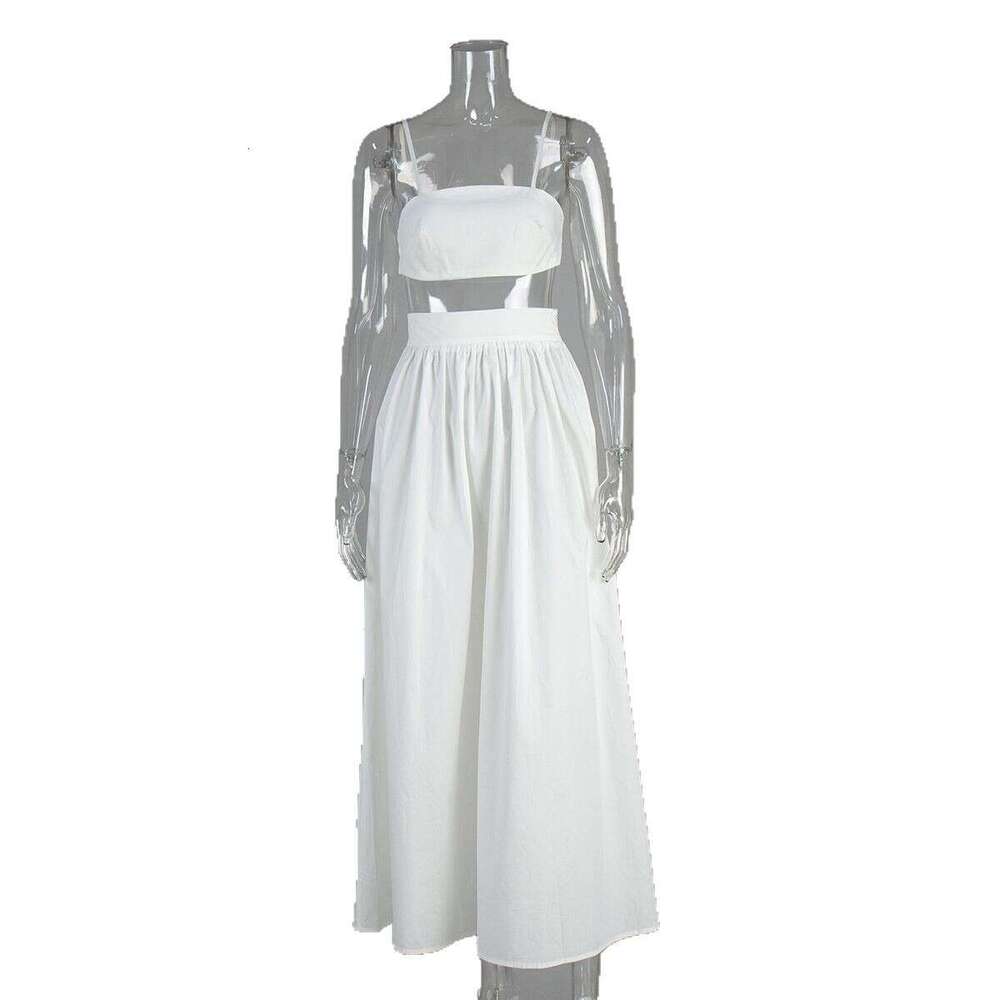 Pure Cotton Camisole Half Spring Summer New Sexy Underwear Long Skirt Set B5