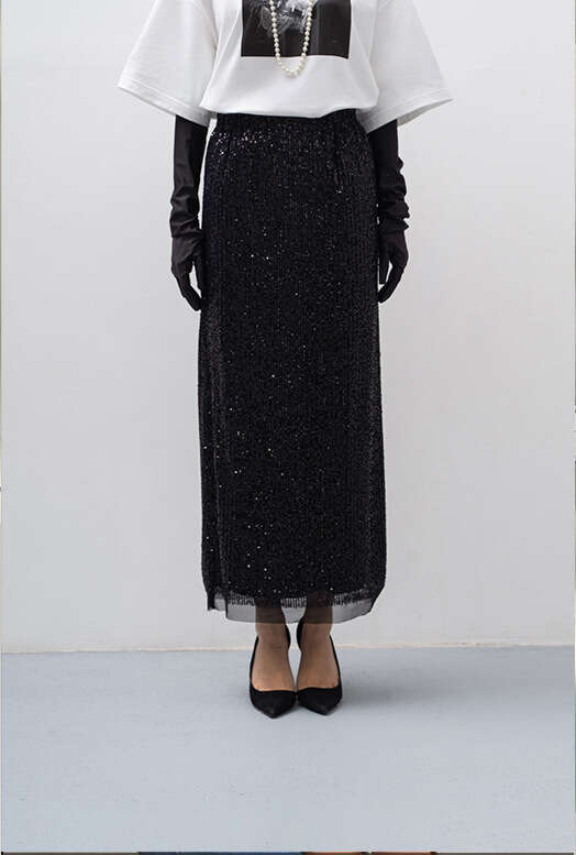 Vest + Sequin Long Elegant Sexy Versatile Set For Women Party Dress B5