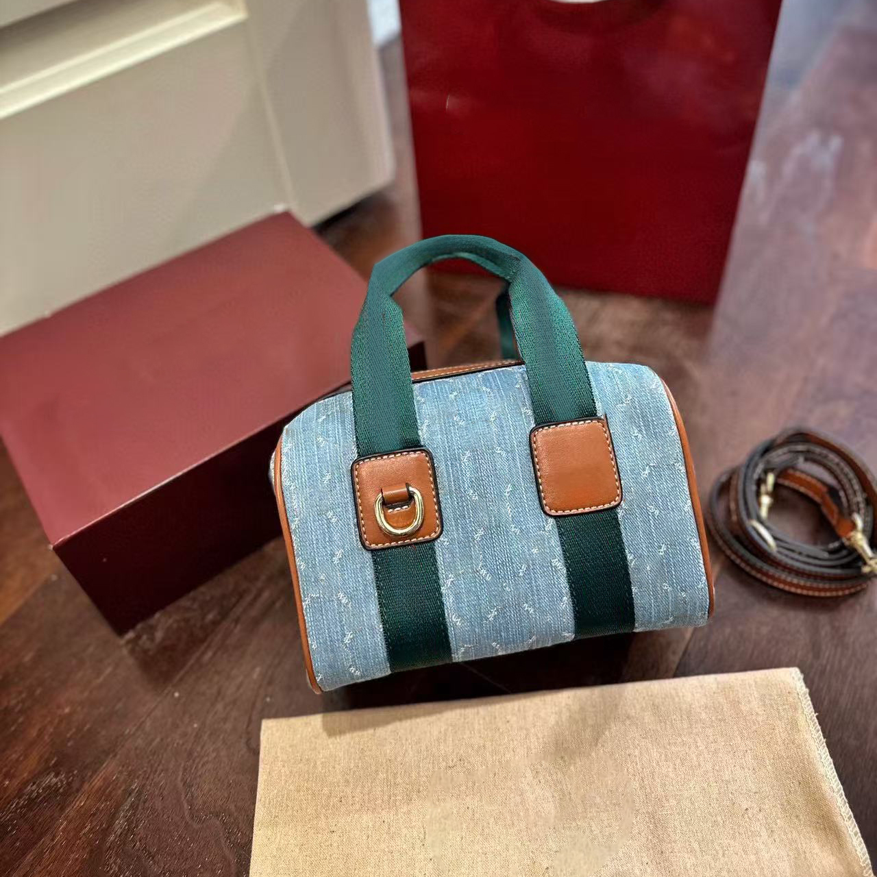 Designer Mini Boston Bag Classic Old Flower Canvas Shoulder Bags Handbag Women Larger Tote Bag Shopping Messenger Crossbody Bags Fashion Purses Luxury Bags