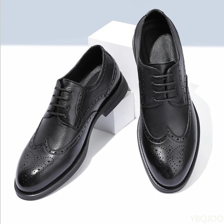 Handcrafted Mens Oxford Shoes Business Formal Classic Genuine Calfskin Leather Brogue Dress for Men 250717