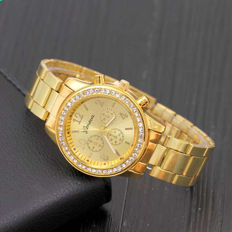Geneva Style Quartz Watch - 37mm Stainless Steel Women's Diamond Watch | Luxury Gold/Silver/Rose Gold Dress Watch with Crystal Accents