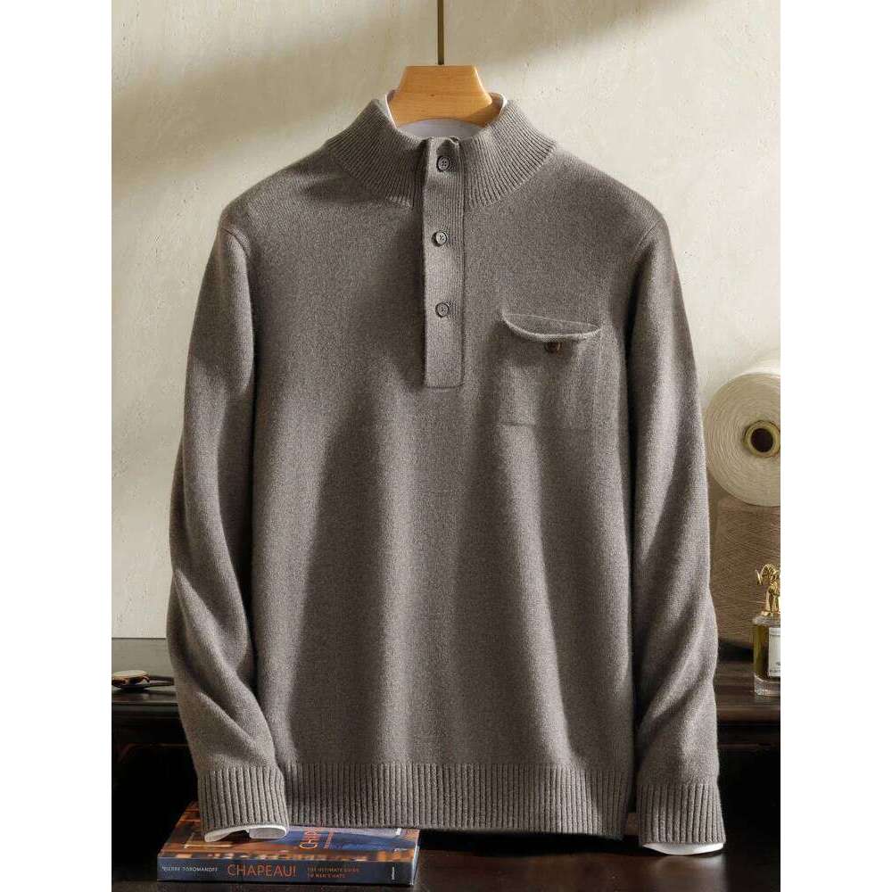 High Quality Men's 100% Sweater Autumn Winter Thick Pullover Long Sleeve Smart Casual Cashmere Knitwear Soft Warm Tops