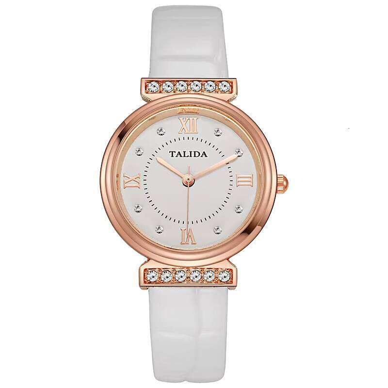 Elegant Crystal Accent Watch - 30mm PU Leather Strap Quartz Watch for Women | Fashion Dress Watch with Rhinestone Bezel (7 Colors)