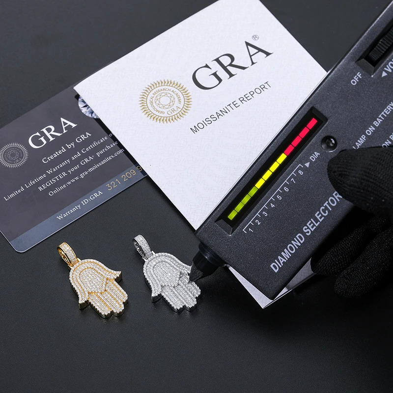 Iced Out Bling Hamsa Hands Pendants Necklaces S925 Silver Charm For Men Women Hip Hop Jewelry Passed Diamond Test 250717