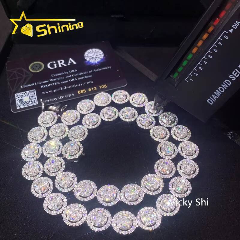 Hip Hop Jewelry Iced Out Cuban Link Necklace 13mm 925 Sterling Silver Moissanite Diamond Cuban Link Chain