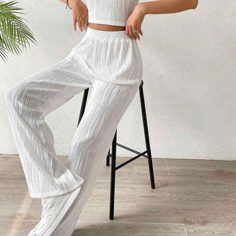 Autumn New Fashion OL Striped Straight Casual Long Pants High Waist Elegant Slimming Women's Trousers B5