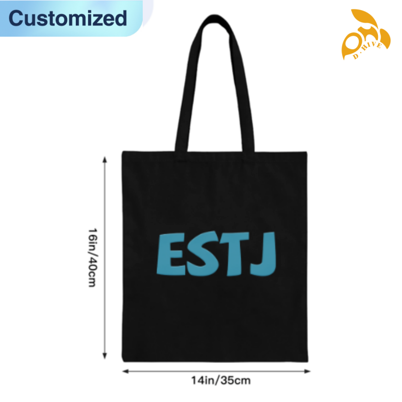 Free shipping fashionable designers customize lightweight and high-quality black full-print canvas tote DIY bags