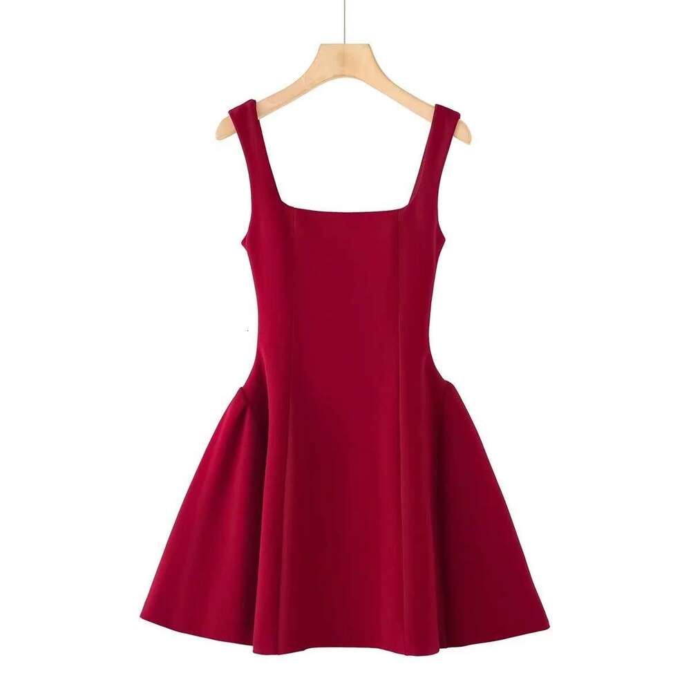 Spicy Girl Pure Desire Style Spaghetti Strap For Women Spring And Autumn Petite Patchwork Waist Slimming A-Line Tank Short Dress B5 g7