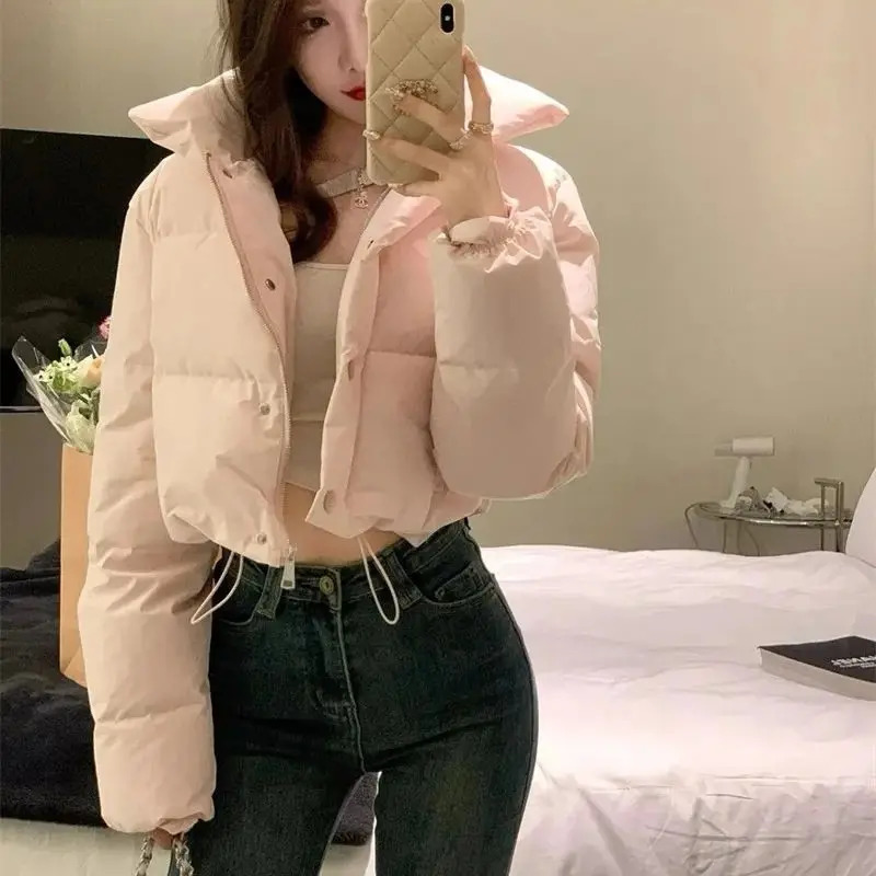 Light Pink A-liber Cotton Jacket for Women Short and Short 204 Winter Item Loose Korean Version Bread Jacket Trendy Jacket S 250716