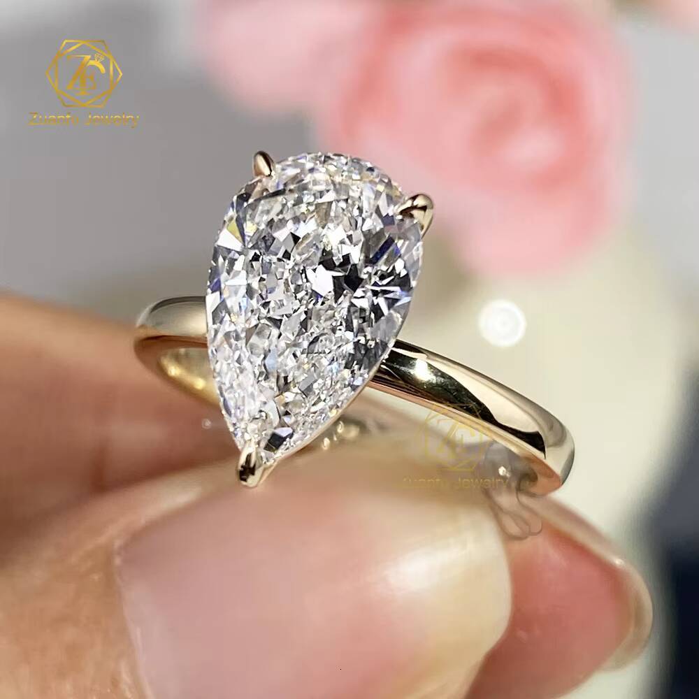 IGI GIA Certified HPHT CVD D VVS1 Lab Grown Pear Cut Diamond 1CT 2CT 3CT 14K 18K Solid Gold Jewelry Engagement Ring Women