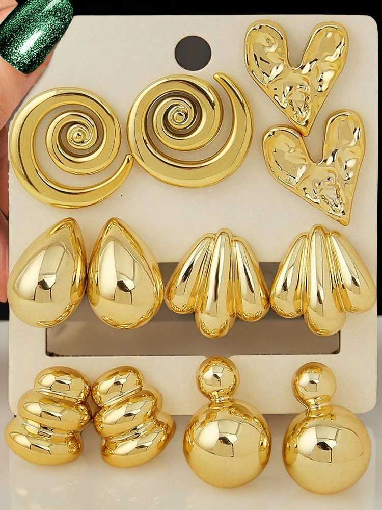 12pcs/set New CCB Spiral Love Water Drop Irregular Earrings Set for Women Fashion Jewelry Accessories X2507181