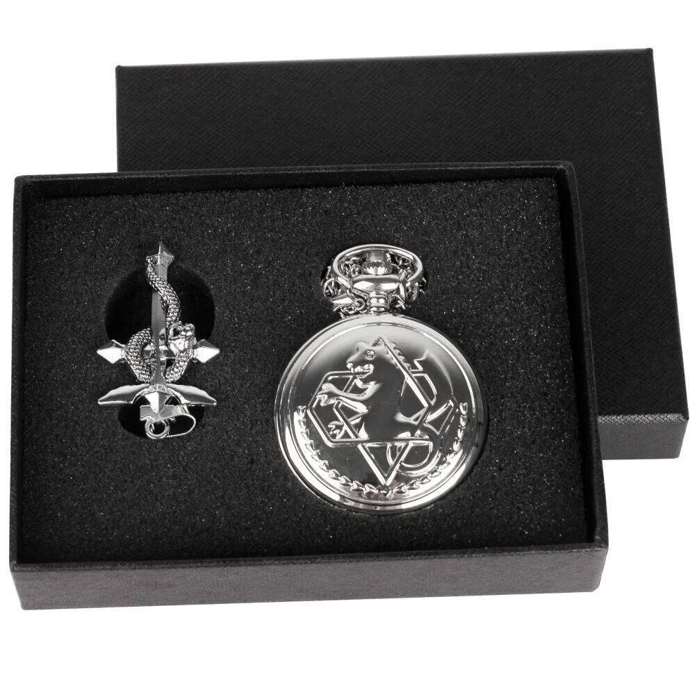 free shipping Fullmetal Alchemist High Grade Gifts Sets Pocket Watch Cosplay Japan Anime Necklace Clock Accessories With Box CF1217
