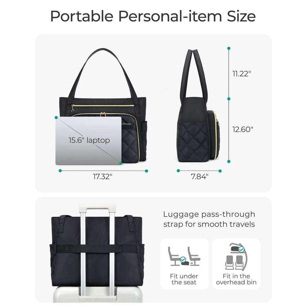 Designer Luxury BAGSMART Tote Bag For Women 15.6 Inch Quilted Laptop Briefcase Professional Nurse Teacher Work Bags Office College Messenger