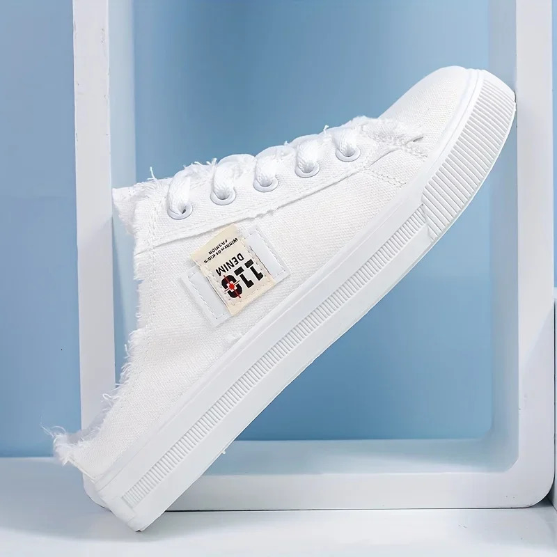 Womens Fashion Flat Sneakers Casual Lace Up Round Toe Non Slip Canvas Shoes Walking Slides Shoes 250717