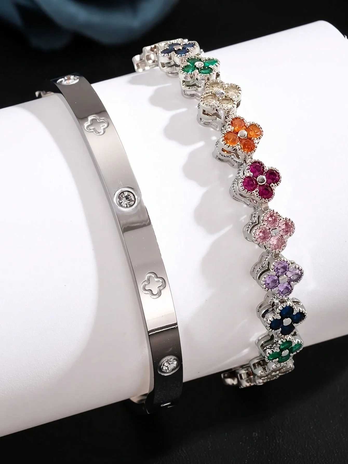 UILZ Delicate Lucky Wen Bracelet High Quality Stainless Steel Morandi Shining Zircon Inlaid Charm Jewelry Gift X250718