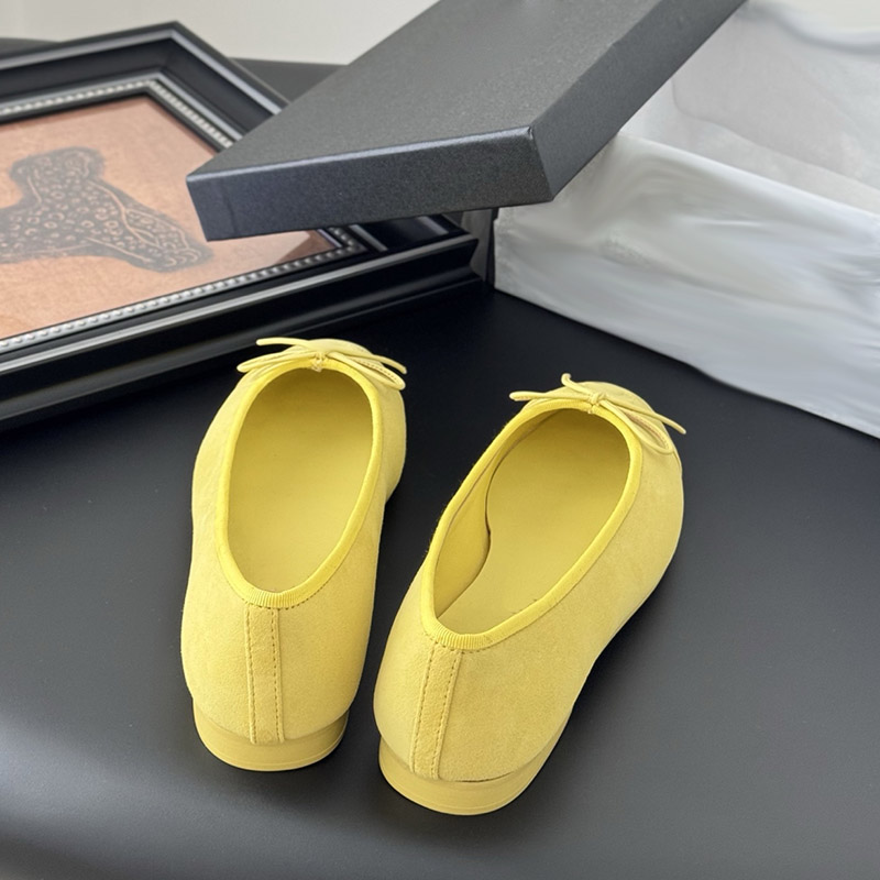 Women Ballet Shoes Low Heels 2.5cm Dress Shoes Slip On Bow Mary Jane Shoe Designer Loafers Classic Cream Yellow Red Outdoor Slides Beach Shoe
