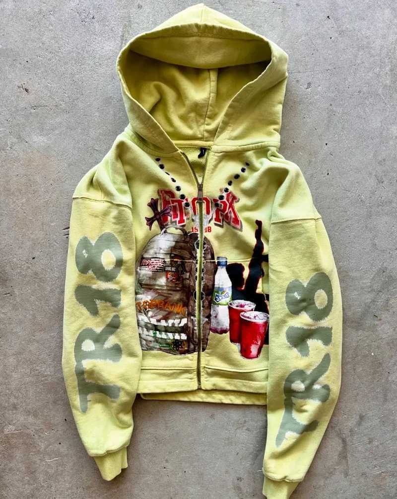 Alphabet Anime Fashion Retro Versatile Oversized Hoodie Men Y2k Gothic Punk High Street Trendy Brand Loose Sweatshirt Women X250718