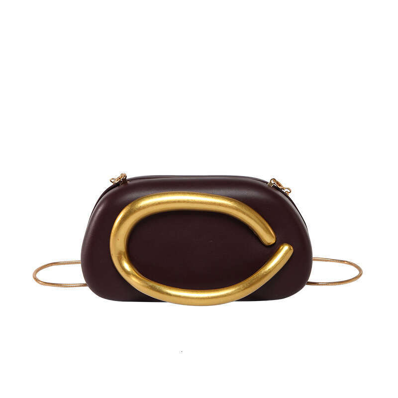 New Women's Classic Clutch Small Square Box with Gold Metal Handle Chain Crossbody Evening Bag