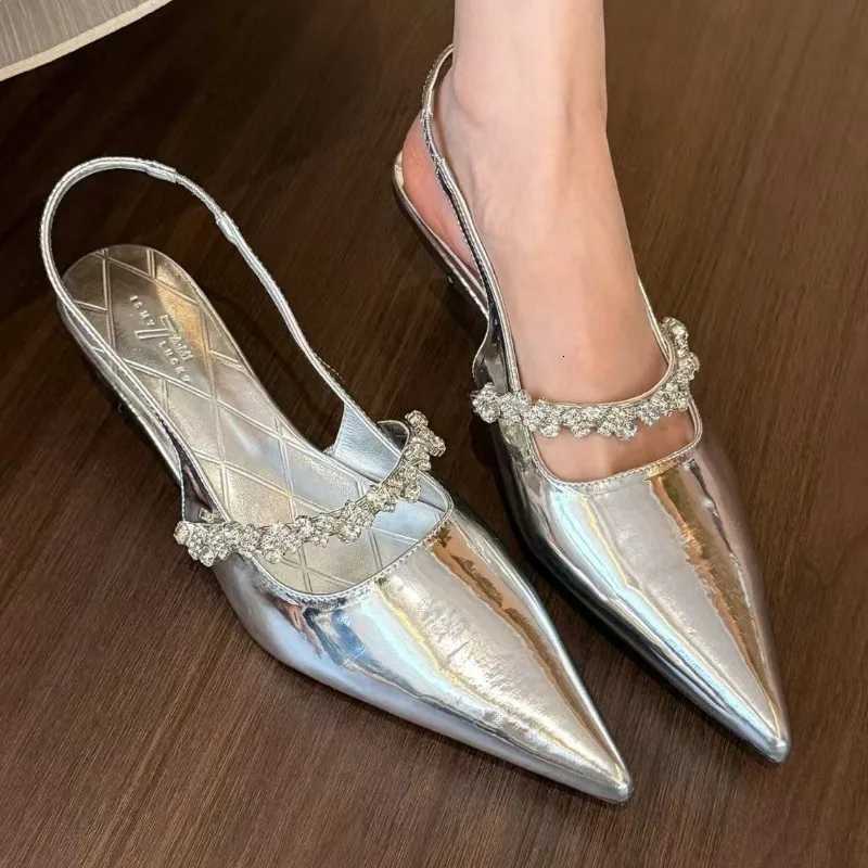 2025 New Sexy Pointed Brand Designer Summer Comfortable Shallow Slip-on Mid-heel Sandals Mens Light Off High H Y250716