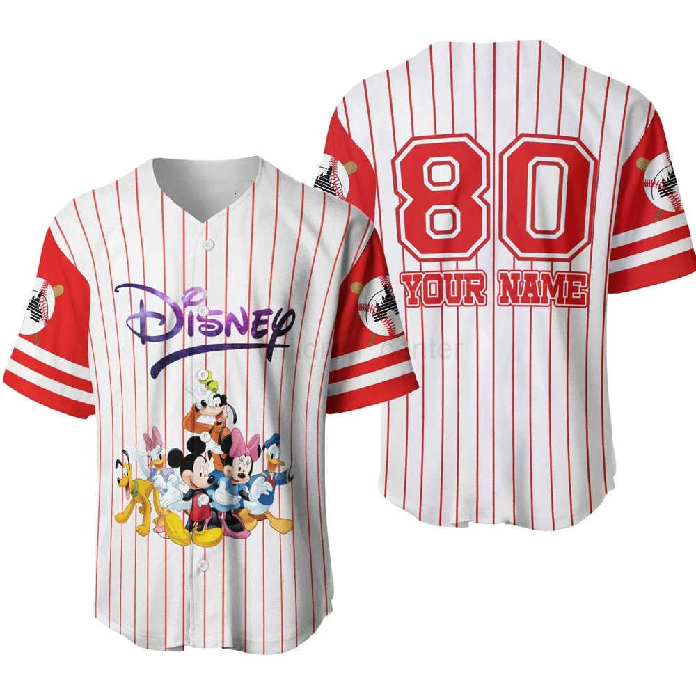 Disney Anniversary Disney Mickey Mouse Cartoon Baseball Jersey Unisex Shirts Summer Childrens Cartoon Casual Sweatshirts W250718